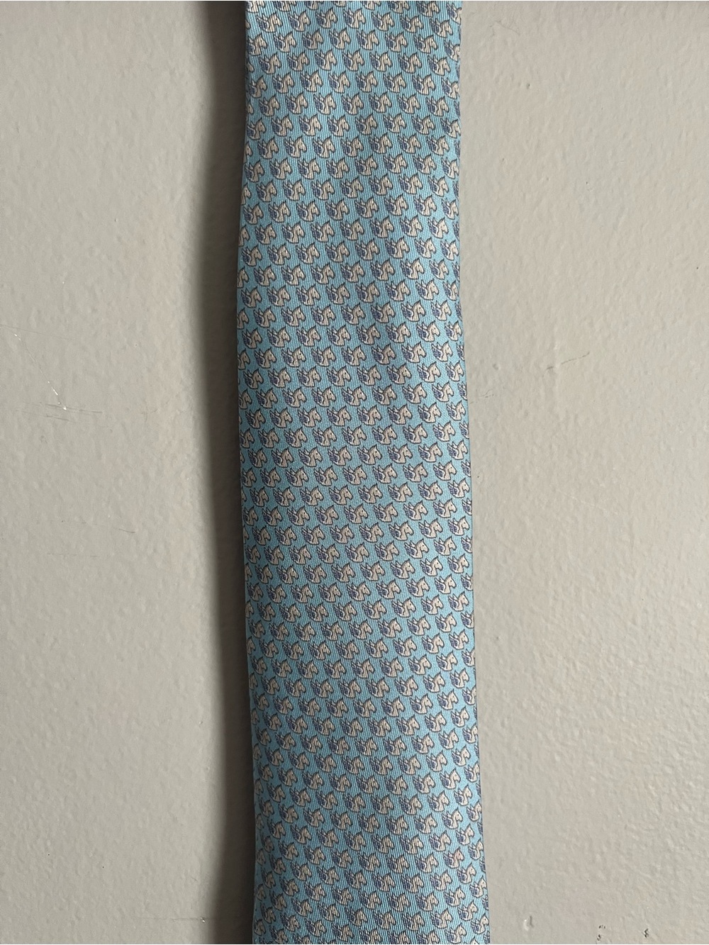 Light blue silk HERMES horses Pegasus tie